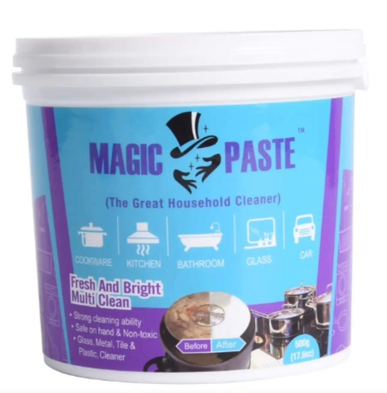Magic Paste All-Purpose Cleaning Paste – 16 oz. – For Dishes, Kitchen Sinks, Shoes, Metal, Ceramic, Glass Stovetops, Car Wheels & More