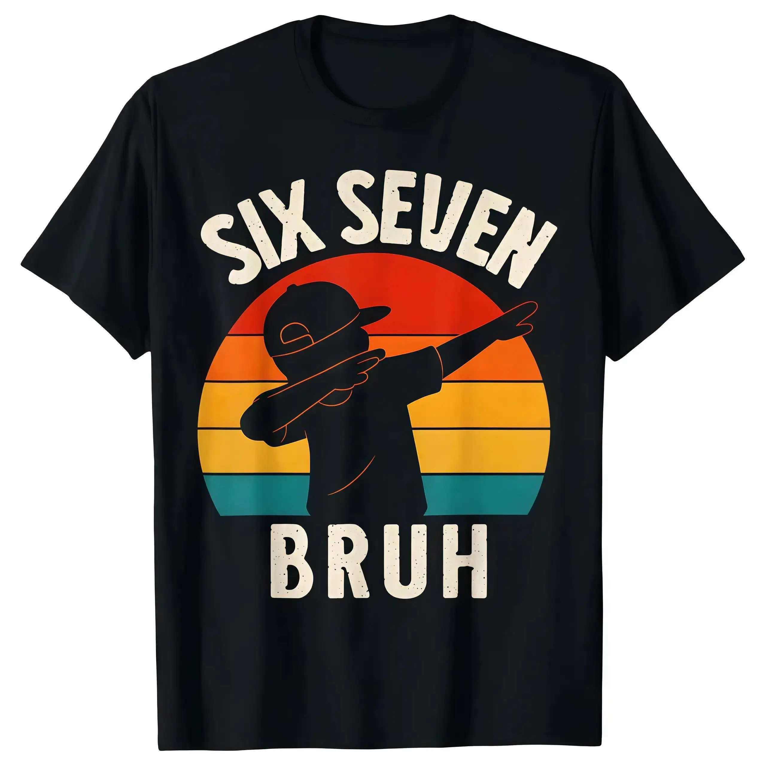Six Seven Bruh T-Shirt | 67th Birthday Dabbing Kid Graphic Tee | Retro Sunset 67 Year Old Shirt | Funny 67th Birthday Gift | Casual Youthful Streetwear