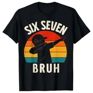 Six Seven Bruh T-Shirt | 67th Birthday Dabbing Kid Graphic Tee | Retro Sunset 67 Year Old Shirt | Funny 67th Birthday Gift | Casual Youthful Streetwear