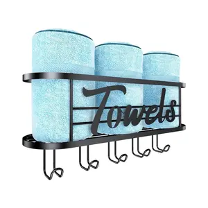 Towel Rack Bathroom Wall Mount, Bath Towel Holder Hanging Shelf, Toilet Storage Rack, Space-Saving Organizer for Bathrooms, Bathroom Accessories