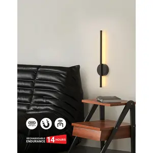 Modern LED Wall Light, / Rechargeable No Installation Needed, Remote Control Dimmable Lighting, Home Decor for Living Room Bedroom Office Hallway, Rechargeable Wall Sconces