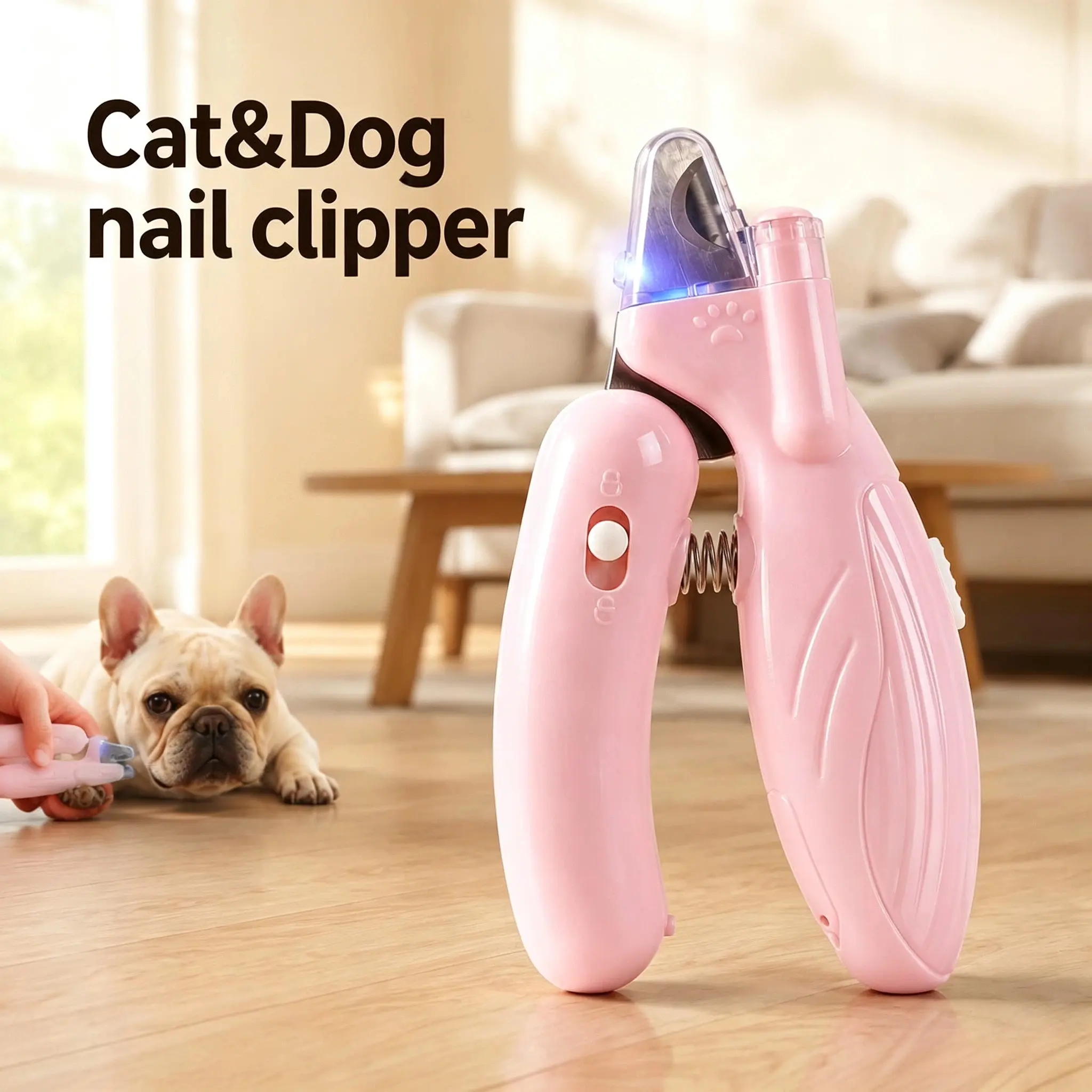 LED Cat&Dog Nail Clipper for Cats and Dogs, with Round Hole Safety Guard,   Nail Trimmer for Puppy Grooming Tools