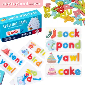 Homeschool Learning Toys,Creative Spelling Game, Wooden Alphabet Flash Cards, Safe Paint, Language Development, Fun Learning