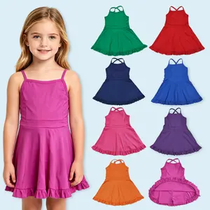 Girls solid color summer active wear yoga dress quick dry dress
