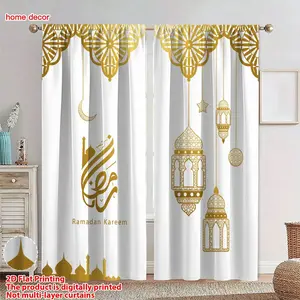 Islamic Style Ramadan Curtains, 2pcs 2D Print Luxury European Living Room Bedroom Decor, Light Blocking Fabric, Eco-Friendly, Durable