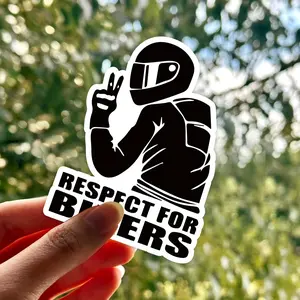 Respect Motorcyclists Sticker - Self-adhesive, suitable for smooth surfaces, for one-time use, can be attached to laptops, car bumpers, windows, toolboxes, water bottles, etc. Car Decals