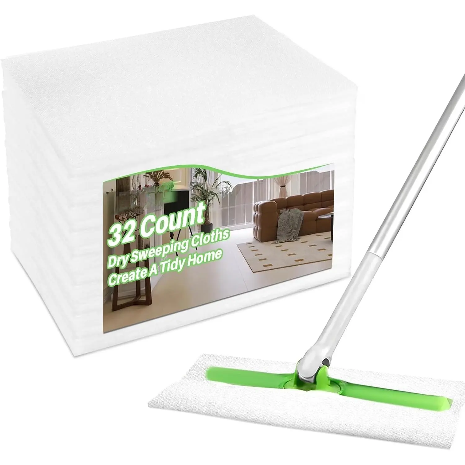 Dry Mop Pads - 32 count Dry Sweeping Cloths Unscented  Purpose Disposable Dry Mop Refills Floor Cleaner for Hardwood Floor Dust Mopping and Cleaning