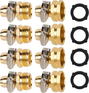 Garden Hose Repair Connector with Stainless Steel Clamps, 5/8" Barb x 3/4" GHT Thread  Water Hose Pipe Repair Kit, Female and Male Hose Connectors, 4 Pack