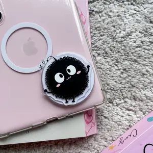 Cute Soot Sprite Phone Grip - Magnetic Pop Socket & Kickstand - Kawaii Anime Gift