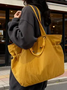 New Korean Style Nylon Tote Bag for Women, Large Capacity Commute Shoulder Bag, Waterproof Multi-Compartment, Adjustable Strap, Versatile Travel Backpack, Daily Commuter Bag