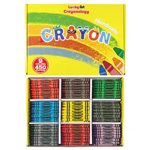 450-Count Wrapped Bulk Crayons – 9 Colors, Non-Toxic, Classroom Pack