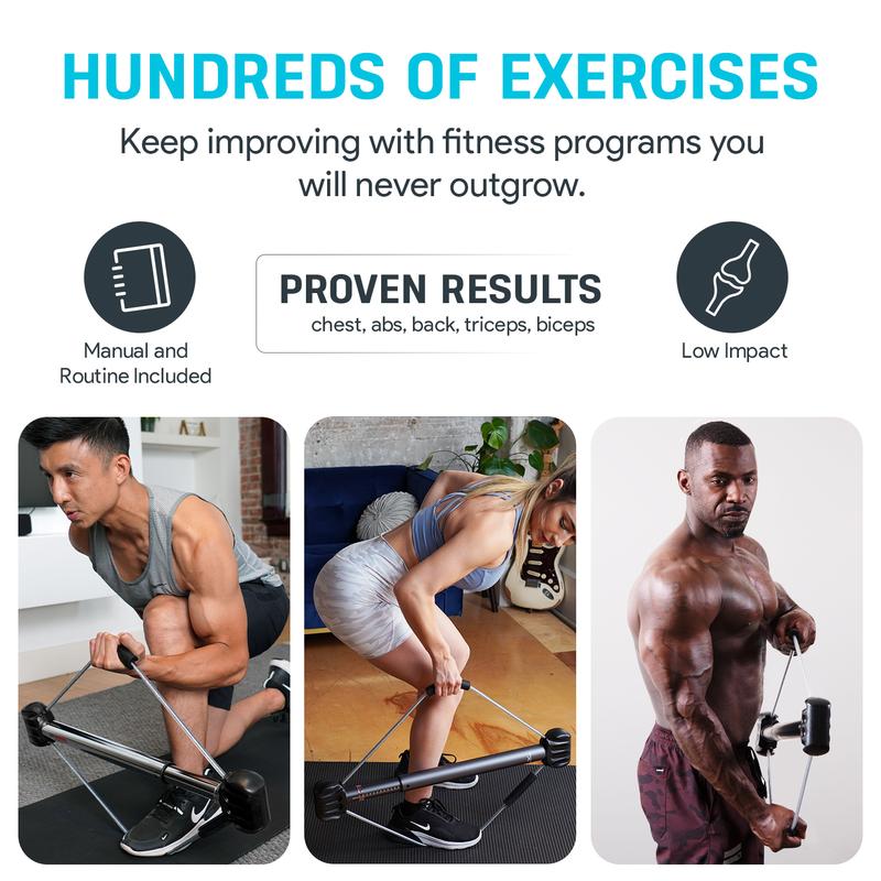 Bullworker Bow Classic 36" Isometric Exercise Equipment, Portable Strength Training Home Gym for Back, Shoulder, Chest, Biceps, Abs, Arms