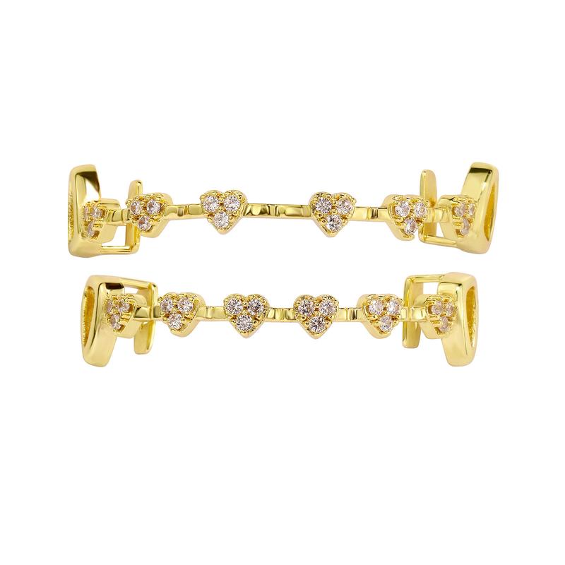 【PANG Jewelry】Trendy and Fashionable Golden Tooth Miniature Full Diamond Zircon Braces  A Personalized and Trendy Outfit for Daily Streetwear and Rap Lightweight Oral