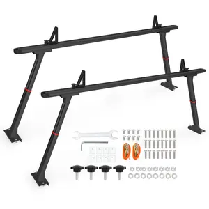 Truck Rack, 35.4-71in Adjustable Width Ladder Rack for Truck, Aluminum 800 Lbs Capacity, Heavy Duty Truck Bed Rack, Stable Drilling Cargo Support System for Kayak, Surfboard, Lumber, Black