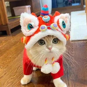 Autumn and Winter Warm Pet Dog Funny Cat New Year Transformation Tiger Head Dog Hat Headwear Cat Supplies