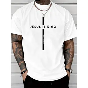 100% Cotton Casual Christian T-Shirt – Jesus Is King With Cross And King Of Kings Message Golf Gift T-Shirt For Men And Women