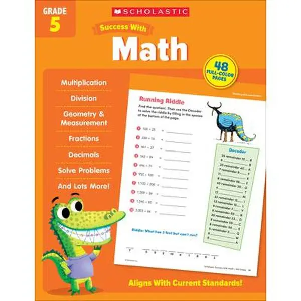 Scholastic Success with Math Grade 5 Workbook - Scholastic Teaching Resources, Paperback, 48 pages, 10.6" h x 8.2" l x 0.2" w, easy-to-follow directions, for classroom or home use