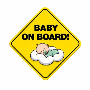 Reflective Baby on Board Car Sticker, Cute Safety Bumper Decal, Universal Easy-Removable Family Automotive Exterior Accessory, Reflective Baby On Board Sticker