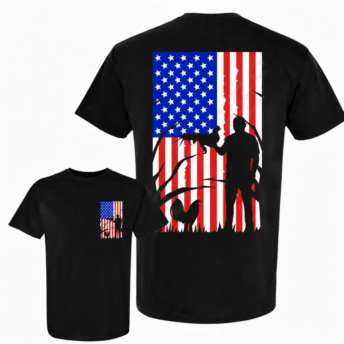 Gamefowl Rooster USA Flag T-Shirt, American Fighting Rooster Graphic Tee Patriotic, Chicken Lover Shirt, Vintage USA Flag, Gamecock Design, Farm Life Poultry Breeder Gift, Independence Day Unisex Apparel