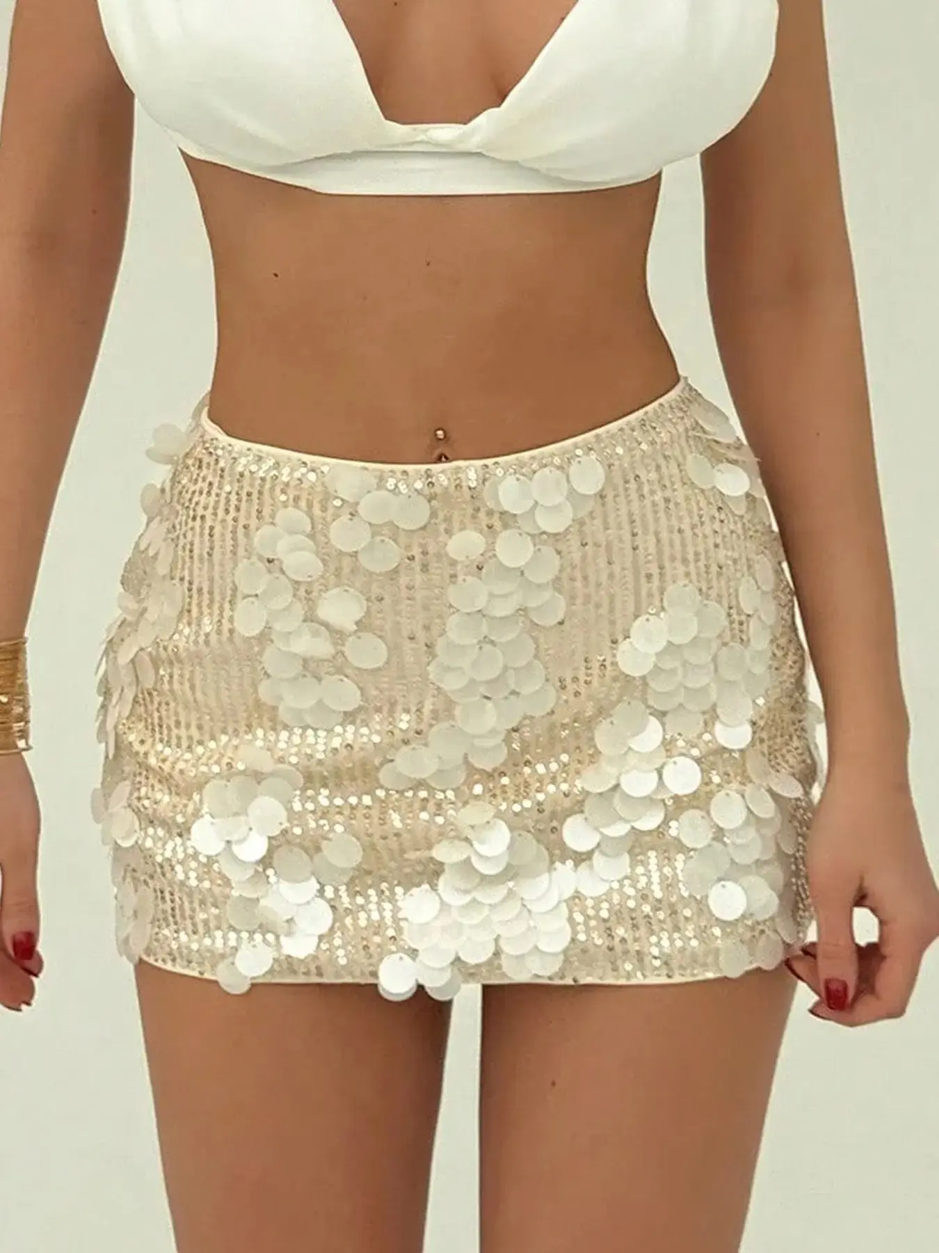 Women Spring Summer 3D Floral Sequin Mini Skirt High Waist Stretchy Bodycon Micro Skirt Glam Chic Night Out Party Bachelorette Festival 2026