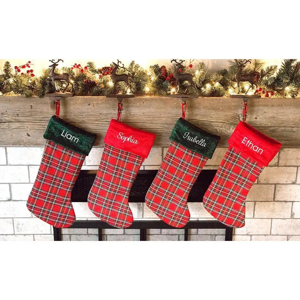 Personalized Plaid Christmas Stockings
