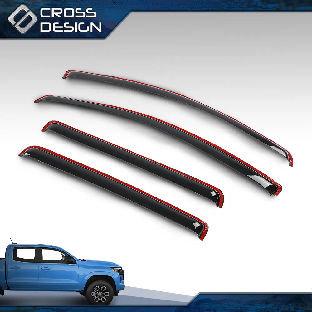 CROSSDESIGN Smoke Color Car Side Window Sun Visors - 1 Set Car Exterior Accessories, Limited Life Guarantee, for 2023-26 Chevy Colorado & GMC Canyon Crew Cab (Not for Ext/Double Cab), Sun Visor, Car Accessories