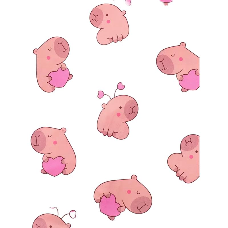 Cute Capybara With Heart Short Sleeve Pajama, Funny Animal Lover Sleepwear For Women, Kawaii Cartoon Lounge Set, Sweet Relaxing Gift | 060126.C03536.ID02