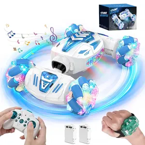 Gesture Sensing Remote Control Stunt Car 360° Rotating 4WD 2.4Ghz Transform Hand Controlled Car Toys with Light & Music, Best Gifts for Boys