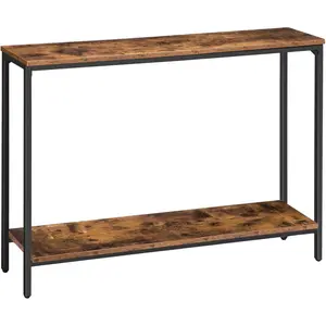 Console Table, .2" Narrow Entryway Table, Sofa Table with Shelf, Entrance Table for Living Room, Hallway, Foyer, Corridor, Office, Metal Frame, Rustic Brown and Black BF20XG01G1
