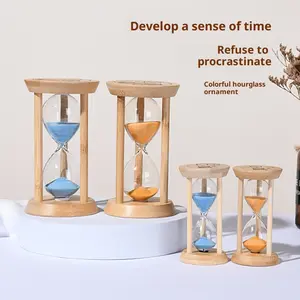 Anti-fall Bamboo Wood Luminous Hourglass Children's Learning Special 1/3/5 Minute Timing Tool, Nighttime Glowing Hourglass, Creative Flowing Sand Living Room Bedroom Office Desk Ornament, Exquisite Desktop Decoration, Exquisite Gift Present