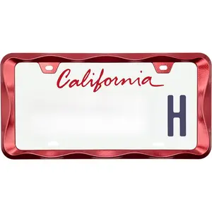 3D Curly Wave  Shining Red License Plate Frame from Pure Zinc Alloy Metal