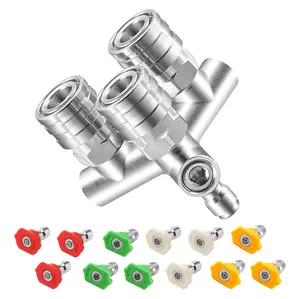 Triple Pressure Washer Nozzle, 3-in-1 Power Washer Tips, 3 Nozzles for Pressure Washing with 12 counts Power Washer Spray Nozzles (0, 15, 25, 40 Degree), 1/4 Inch Quick Connect, 5000 PSI