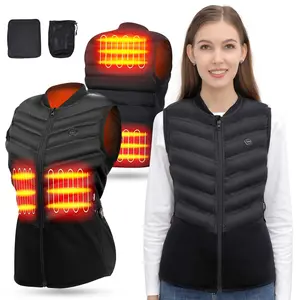 Vidonn Men/Women Lightweight Zip Fleece Heated Vest with Battery Pack, 3 Temperature Level Black Casual Black