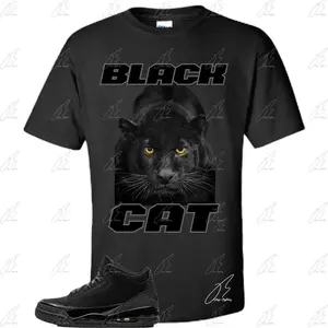 Shirt To Match Jordan 3 Black Cat, Graphic Tee,Best Gift,Birthday,Sneaker Match,Mens Shirt,AJ3s,Adults & Kid,Mens,Valentine Gift