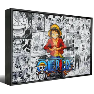 Hot Trend Set: "One Piece" comic collage painting on canvas printed with Monkey D. Luffy from the manga. Black and white classic comic panel background for an anime wall sticker. Perfect decoration gift, suitable for bedrooms, game rooms, dormitories.