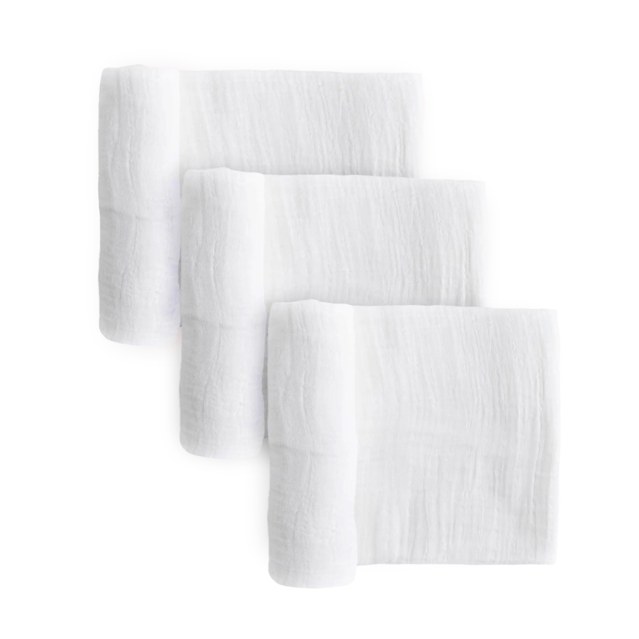 Cotton Muslin Swaddle Blanket 3 Pack - White