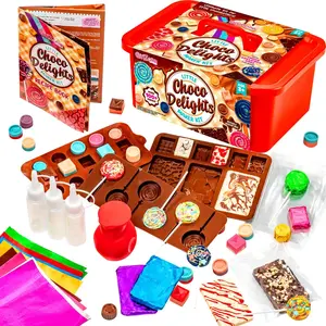Little Choco Delights Maker Kit, Chocolate Making Set for Kids with Candy Bar Molds, Lolly Sticks & Wrappers, Fun Creative Activity, Birthday Gift for Girls Ages 8+