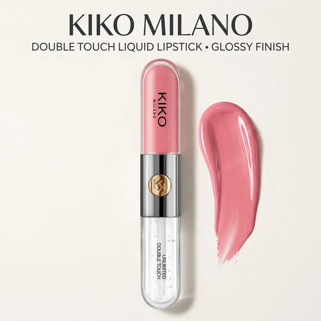 KIKO Milano Unlimited Double Touch Liquid Lipstick – 12H Long-Lasting Transfer-Proof Glossy Lip Color, Viral Glass Lips Combo (Glossy Finish)