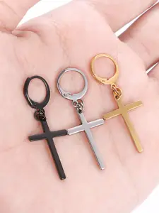 1 Pairs Stud Earrings with Cross Dangle for Men Women, Stainless Steel Cross Pierced Earrings Set, Screw Back for Mothers Day, Ear Studs