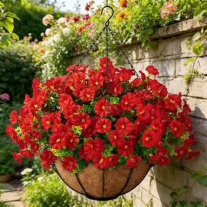 Artificial Faux Hanging Plants Flower Basket, UV Sun Resistant, Realistic Colorful Design, Artificial Hanging Baskets, Perfect for Outdoor & Indoor Decor