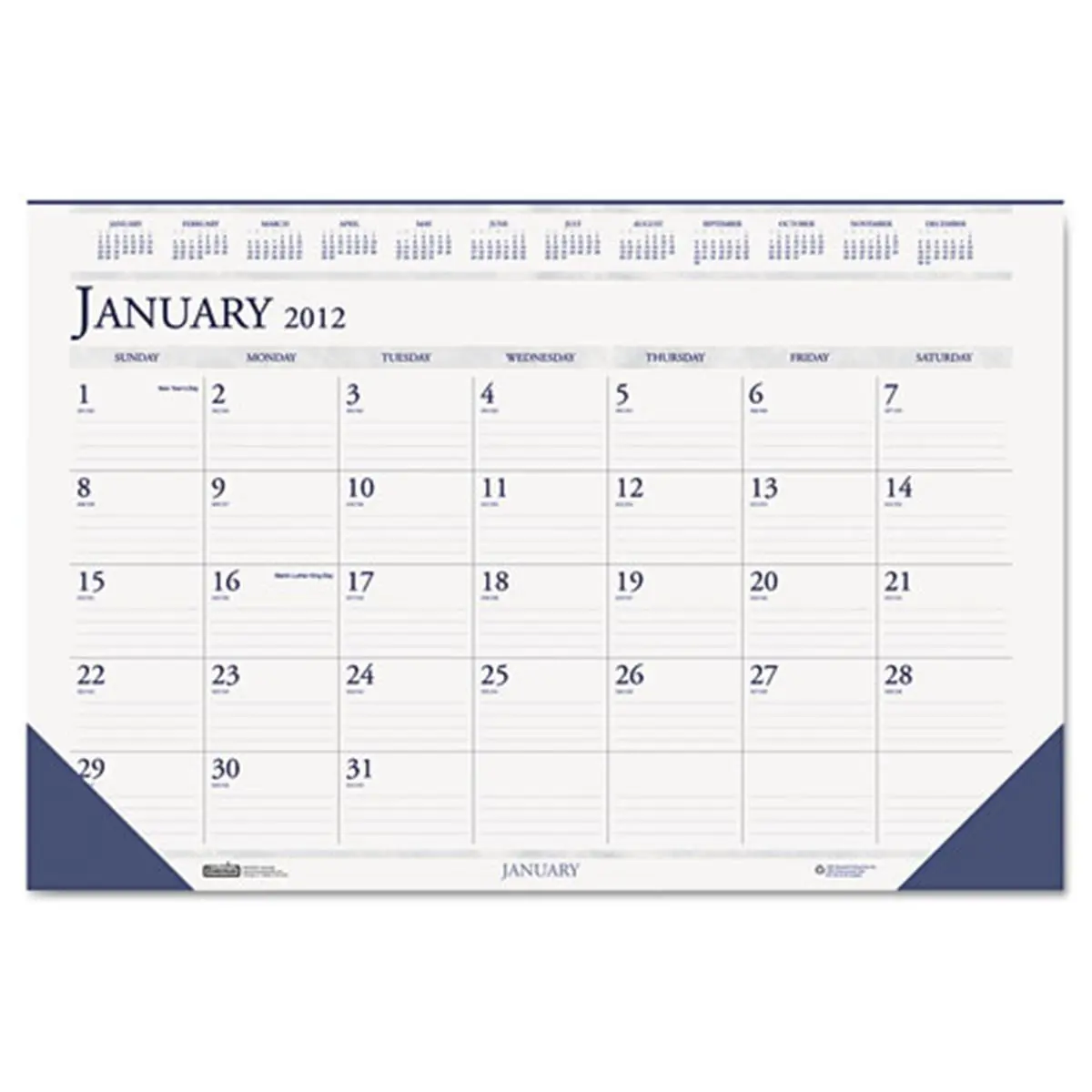 212 MAIN House of Doolittle Compact 2-Color Desk Pad Tear Off Calendar, 12-Month Current Year Office Organizer with Recycled Paper, Daily Blocks, Light Ruling
