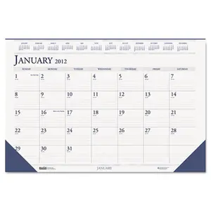 212 MAIN House of Doolittle Compact 2-Color Desk Pad Tear Off Calendar, 12-Month Current Year Office Organizer with Recycled Paper, Daily Blocks, Light Ruling