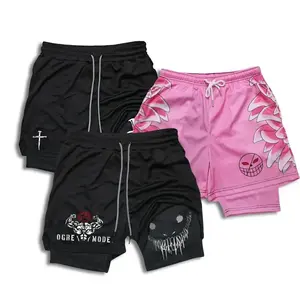 Shorts Print Pink Lap Rist 2-in-1 Basketball Shorts, Sports breathable fast dry Pocket shorts, Fashion summer shorts