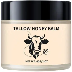 Organic Grass-Fed Beef Tallow Balm with Raw Honey, Handmade Long Lasting Moisturizing Cream for Soft & Smooth Skin, Natural Ingredients, Single Pack