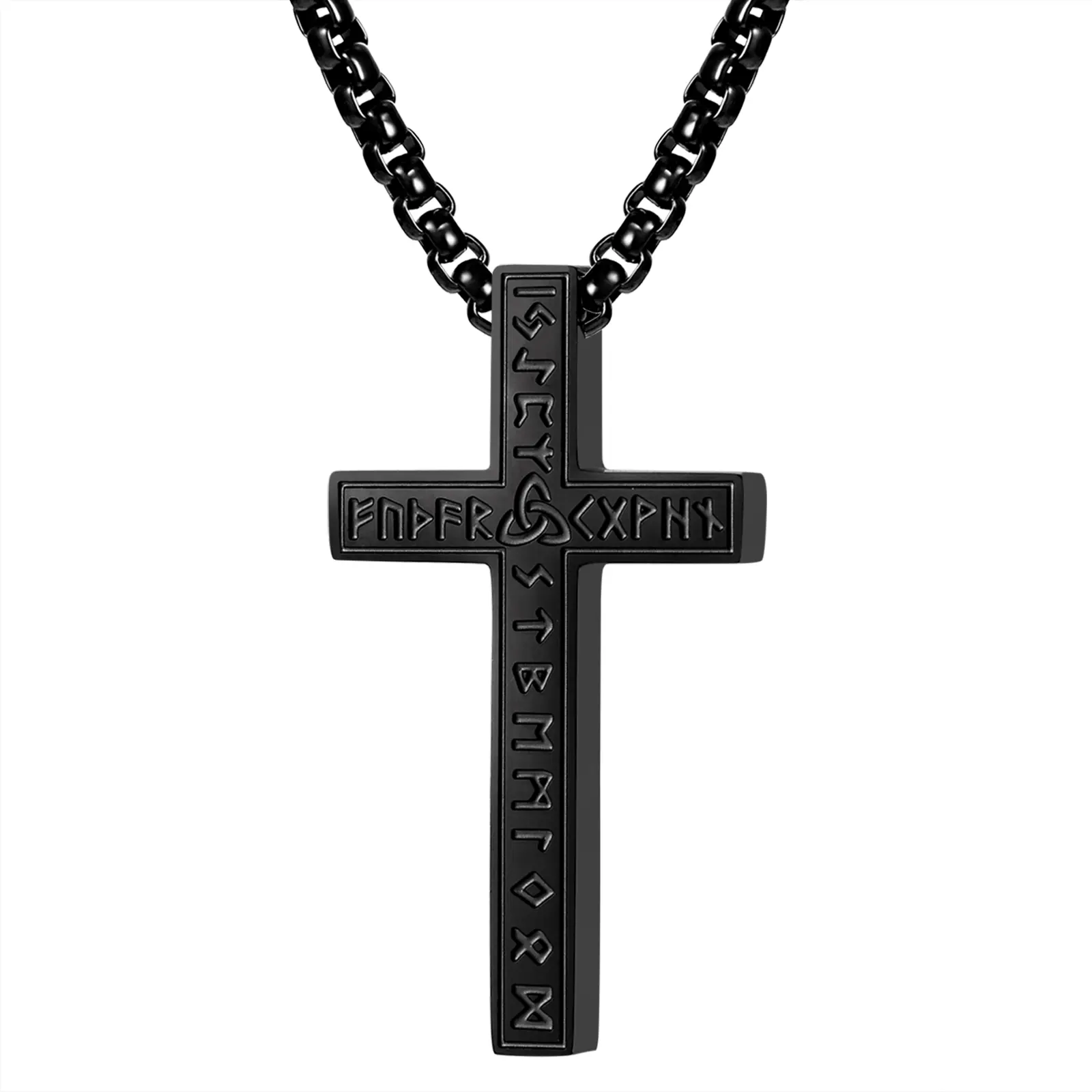 OIDEA Viking Cross Necklace for Men - Stainless Steel Norse Rune Celtic Knot Amulet, Historical-Inspired Rust-Resistant Viking Style Cross Emblem Amulet Necklaces for Gifting, Historical-Inspired Necklaces