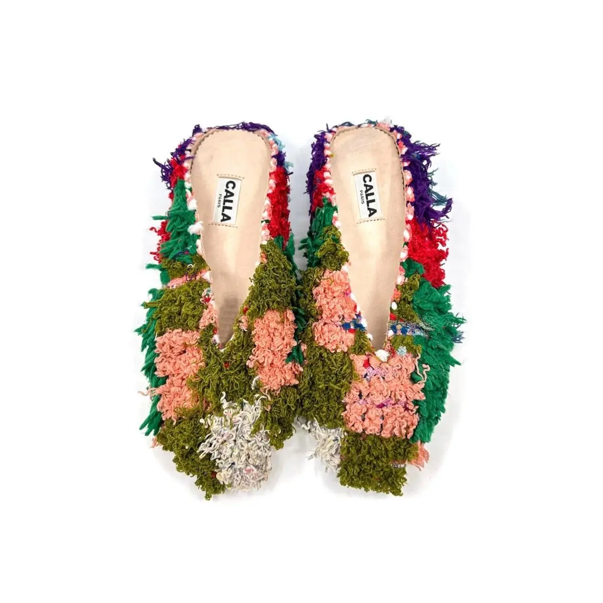 Aili Babouche “Matiz” Mules In Colors Rose Pink, Olive, Purple, Red, Green, & Cream (Size 41)