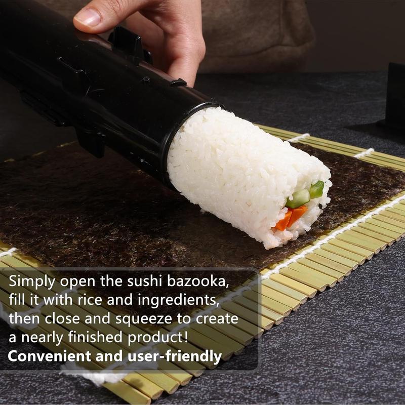 Sushi Making Kit, 32-in-1 Complete Set with Bazooka Roller, Nigiri & Musubi Presses, Bamboo Mats, Knife, Peeler, Animal Rice Molds, Chopsticks & More – Perfect for Family Fun
