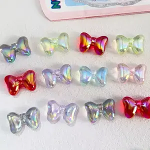 Acrylic UV Bow Beads Set of 2 Puffy Effect 20x28mn