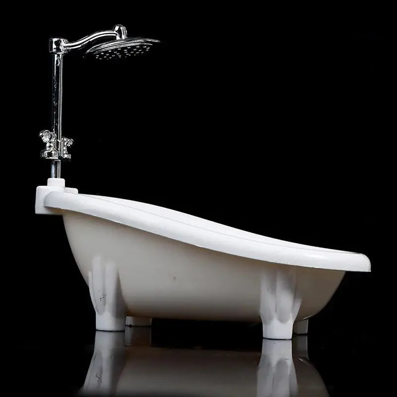 1:12 Scale Dollhouse Mini Bathtub, Simulated Bathroom Furniture Decor, Battery-Powered Pretend Play Toy Accessory for Classic Novelty Stress Relief Toys, With Batteries