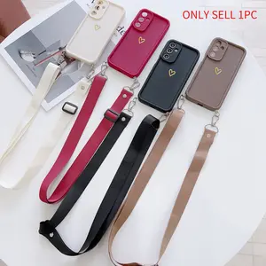 Suitable for Xiaomi series XM12/XM13/XM13pro/XM14/XM14pro/XM15/XM15pro/XM13T/XM14T/XM14Tpro/XM15pro fashionable and simple heart-shaped+hanging rope phone case, equipped with detachable hanging rope and creative phone protective cover